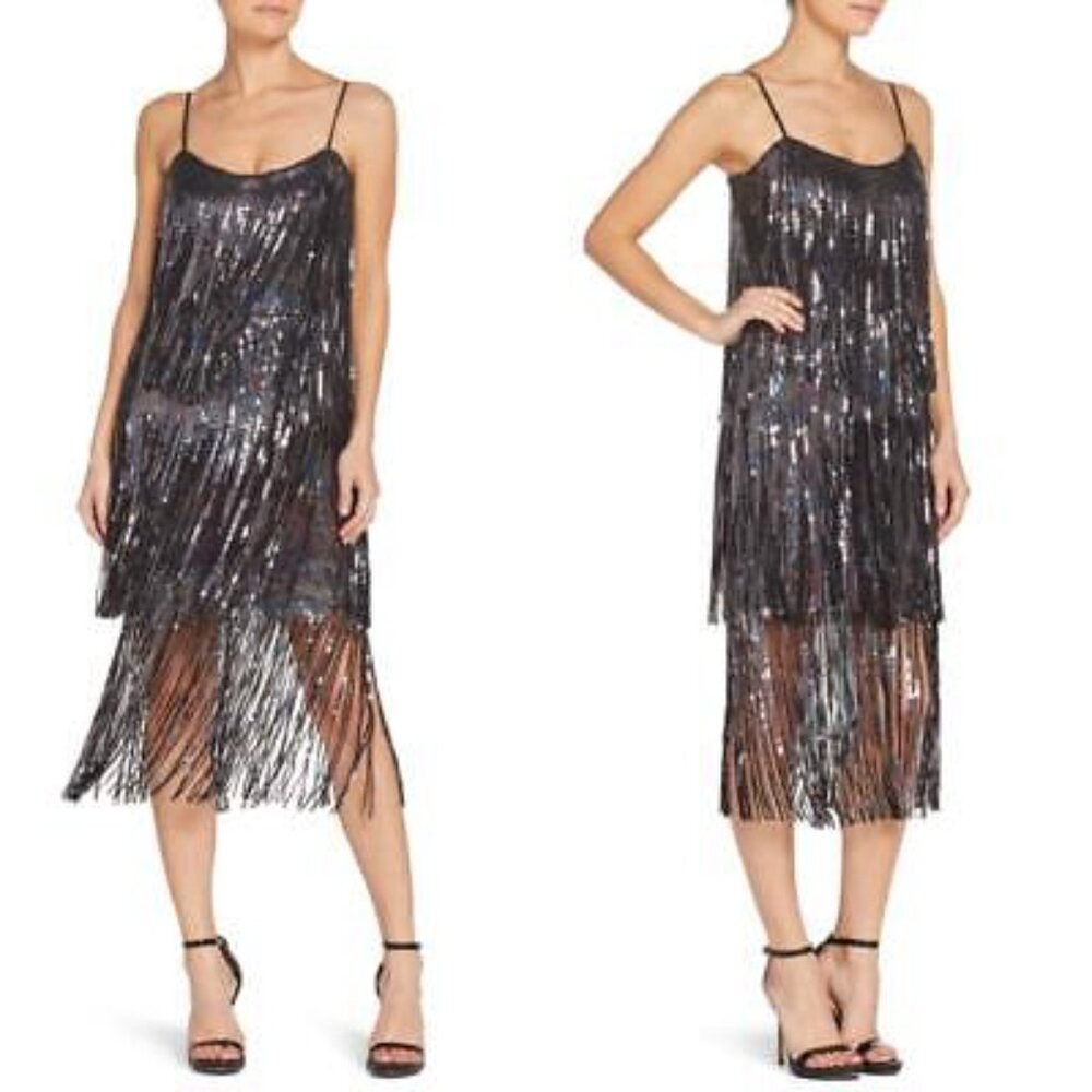 Dress the Population Roxy Sequin Fringe Dress